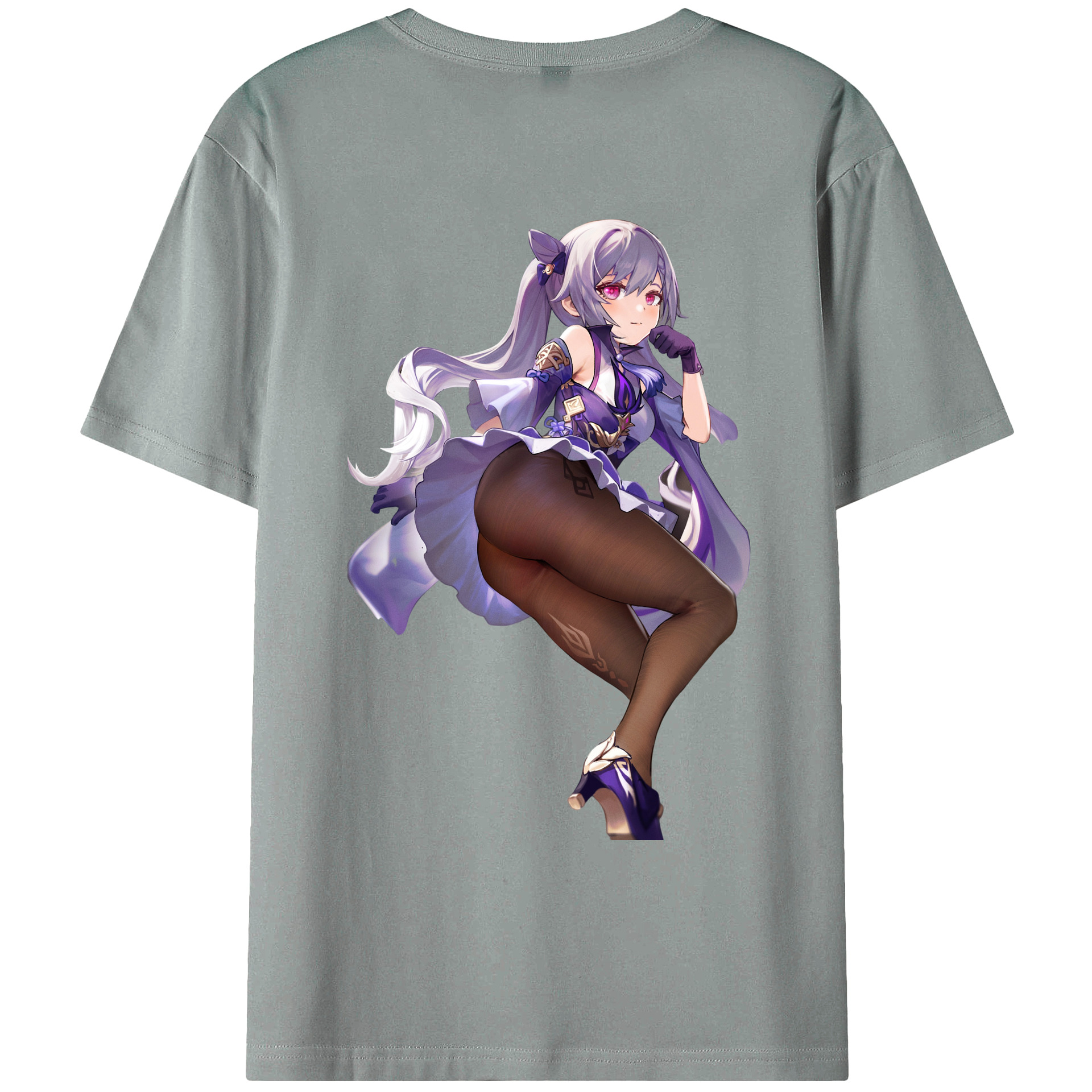 げんし神 刻晴 こくせい genshin Kokusei 綿100％ メンズ半袖Tシャツ（バックプリント） 通気性